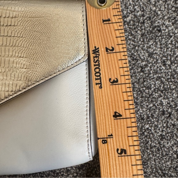 Kate Spade New York Cream Ivory Leather Clutch Gold Lizard Embossed Flap Bag - Picture 10 of 10